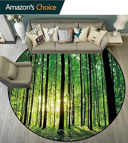 Amazon Com Forest Washable Creative Modern Round Rug Green