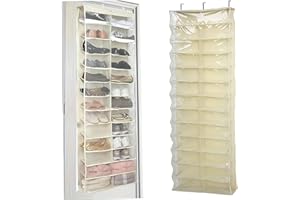 Over The Door Storage Organizer 26 Pocket Clear Hanging Organizer for Hoodies Sweatshirts Shoes and Accessories Space Saving 