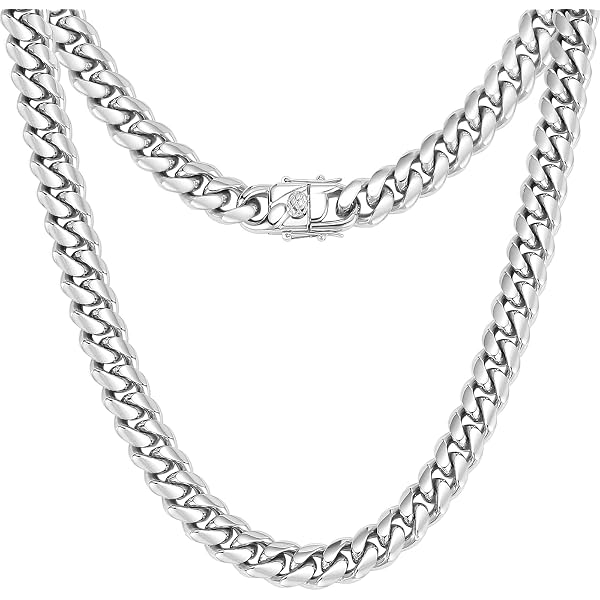 Mens White Gold Finish Full Iced Out Hip Hop CZ 30 Miami Cuban Chain Necklace B0839pp6gl