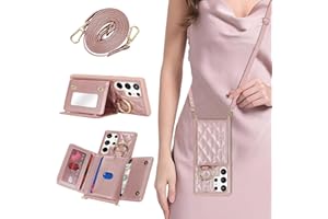 Cavor for Samsung Galaxy S23 Ultra Wallet Case with Card Holder for Women, S23 Ultra Case with Strap, Crossbody Lanyard, PU L