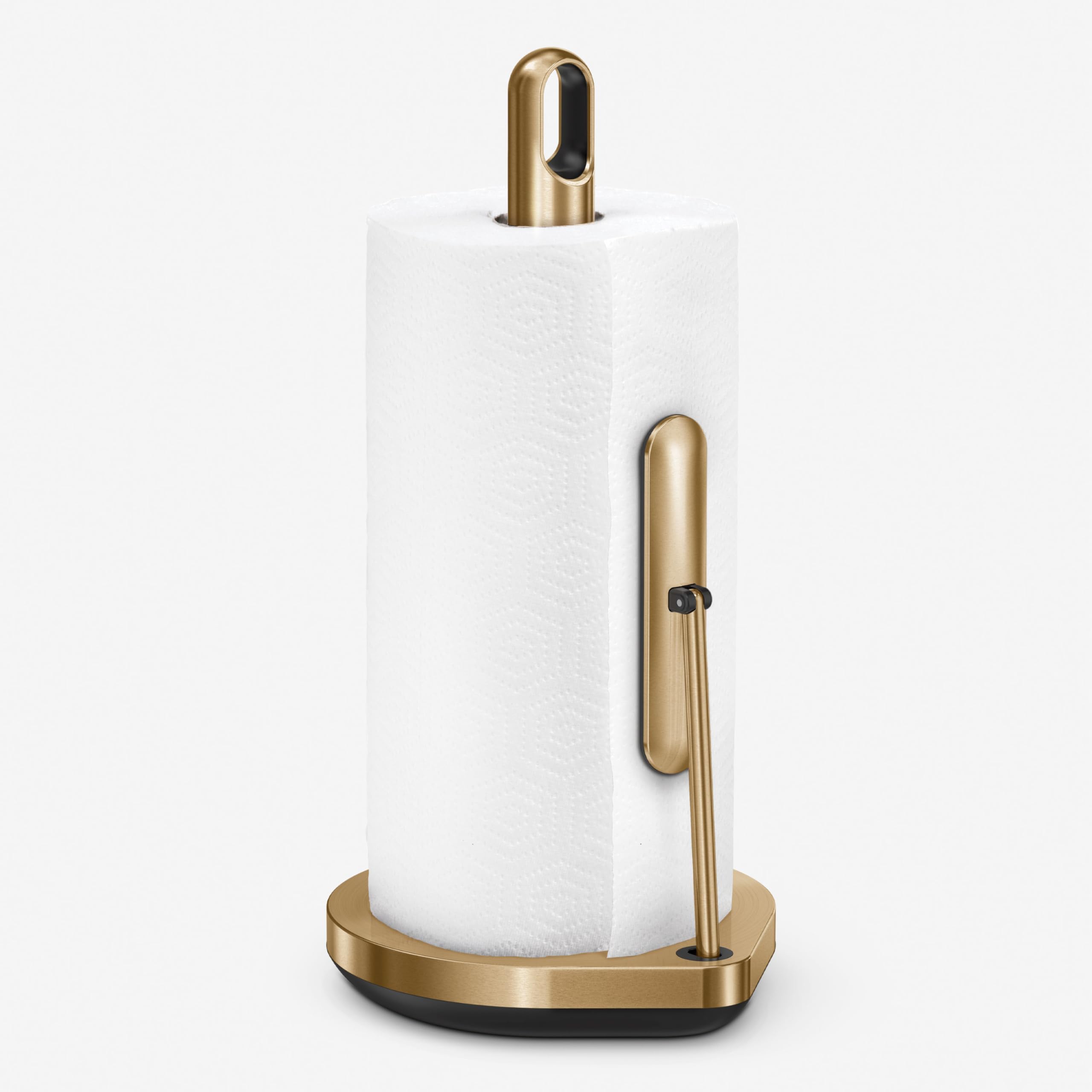 Photo 1 of simplehuman Tension Arm Standing Paper Towel Holder, Heavy-Duty, Easy One-Handed Tear, Kitchen Countertop, Brass Stainless Steel