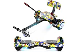 CBD Scooter with Seat Attachment for Kids Adults, 6.5'' 8.5''Balancing Scooter with Bluetooth Speakers & Colorful LED Light with Kart
