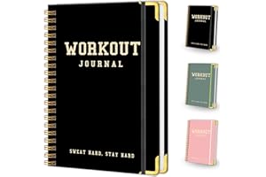 KAMOY Fitness Workout Journal for Women & Men, A5(5.7" x 8.2") Workout Log Book Planner for Track Gym ＆ Home Workouts, Track Progress, Achieve Your Wellness Goals - Black