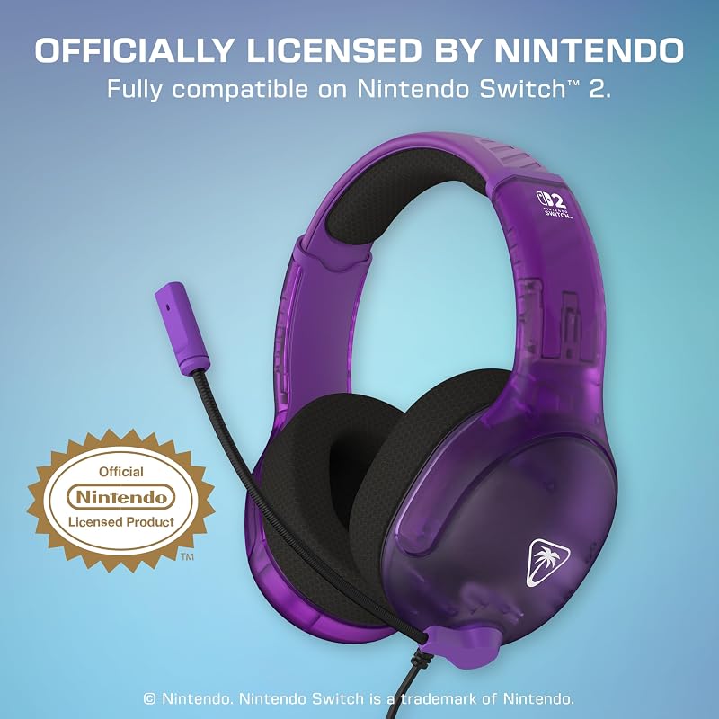 Airlite Fit Fantasma viola Cuffie da gioco con cavo - Con licenza ufficiale per Nintendo Switch 2, Nintendo Switch, Resistenti, Leggere