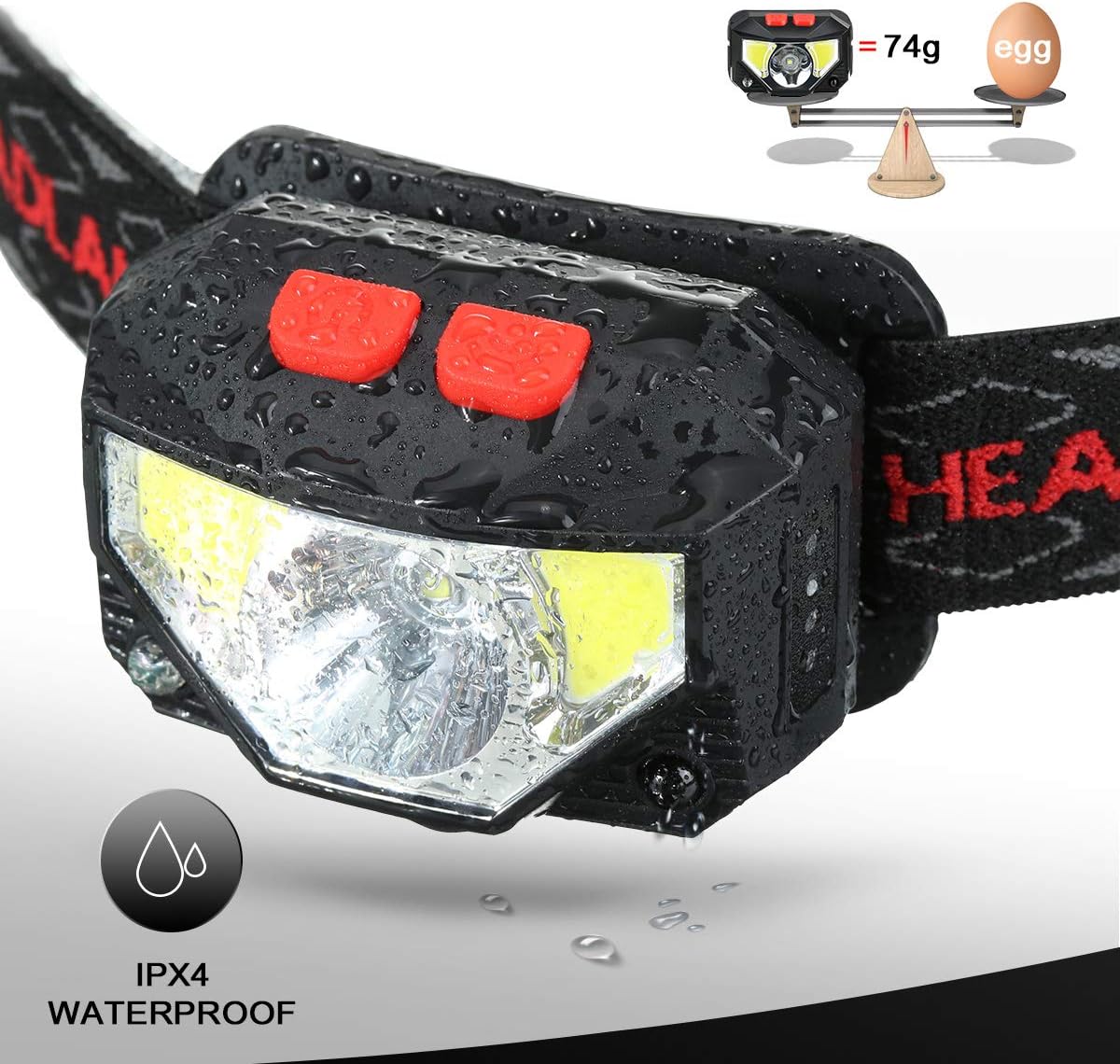 SGODDE 2 Pack Headlamp Flashlight, 800 Lumens USB Rechargeable Headlamp Ultra Bright LED Headlight Motion Sensor Head Lamp/8 Modes/Waterproof/Built in Batteries for Outdoors, Running, Camping, Hiking - - 