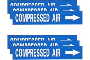 MECCANIXITY Self-Stick Compressed AIR Sticker Pipe Flow Arrow Marker 1-3/5 x 8 Inch Pipe Identification Marking Labels Right-