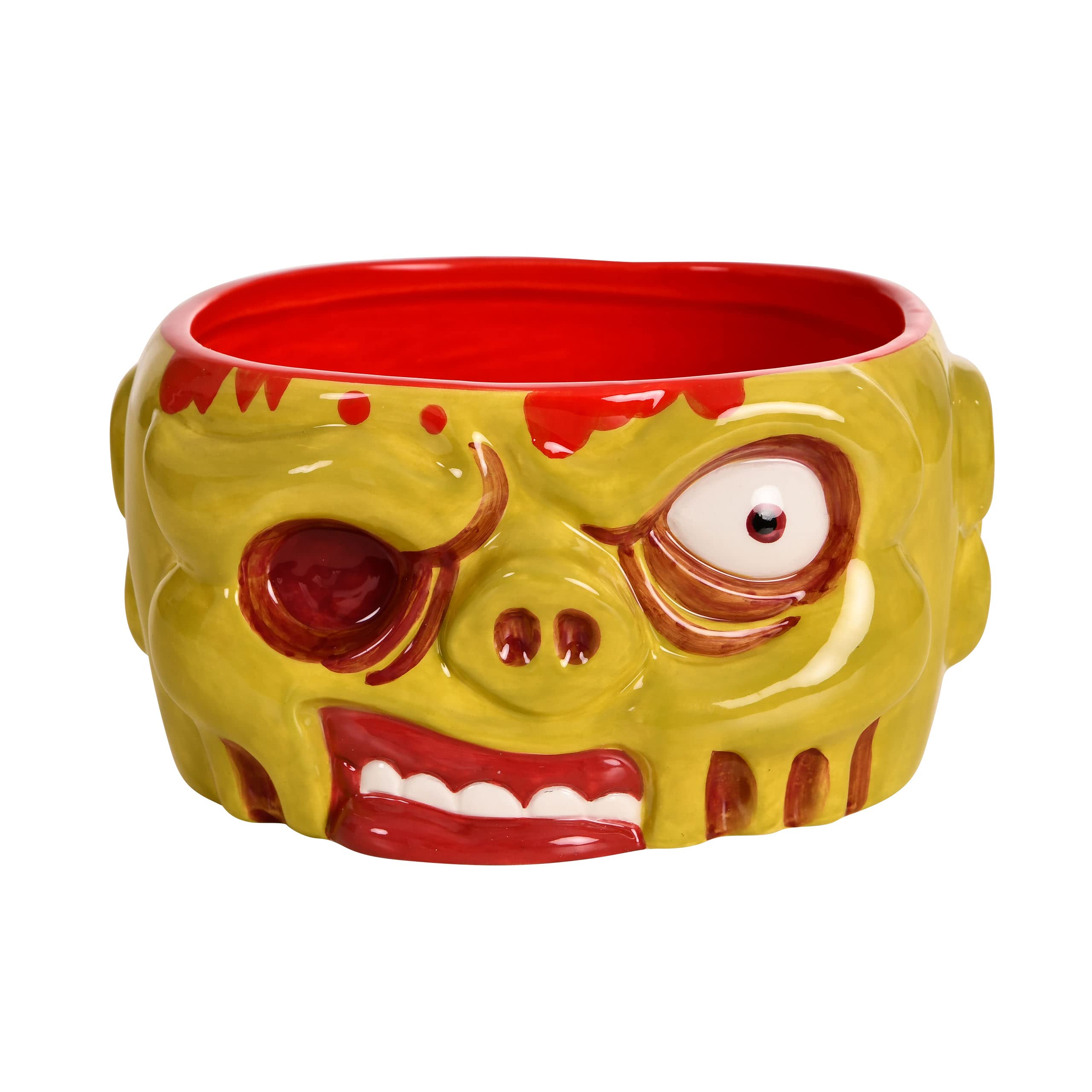 Elbenwald 3D Bowl Cookie Jar Zombie Head 1000 ml Capacity 1000 ml Dimensions 15 x 9.3 x 13 cm Ceramic Green Red