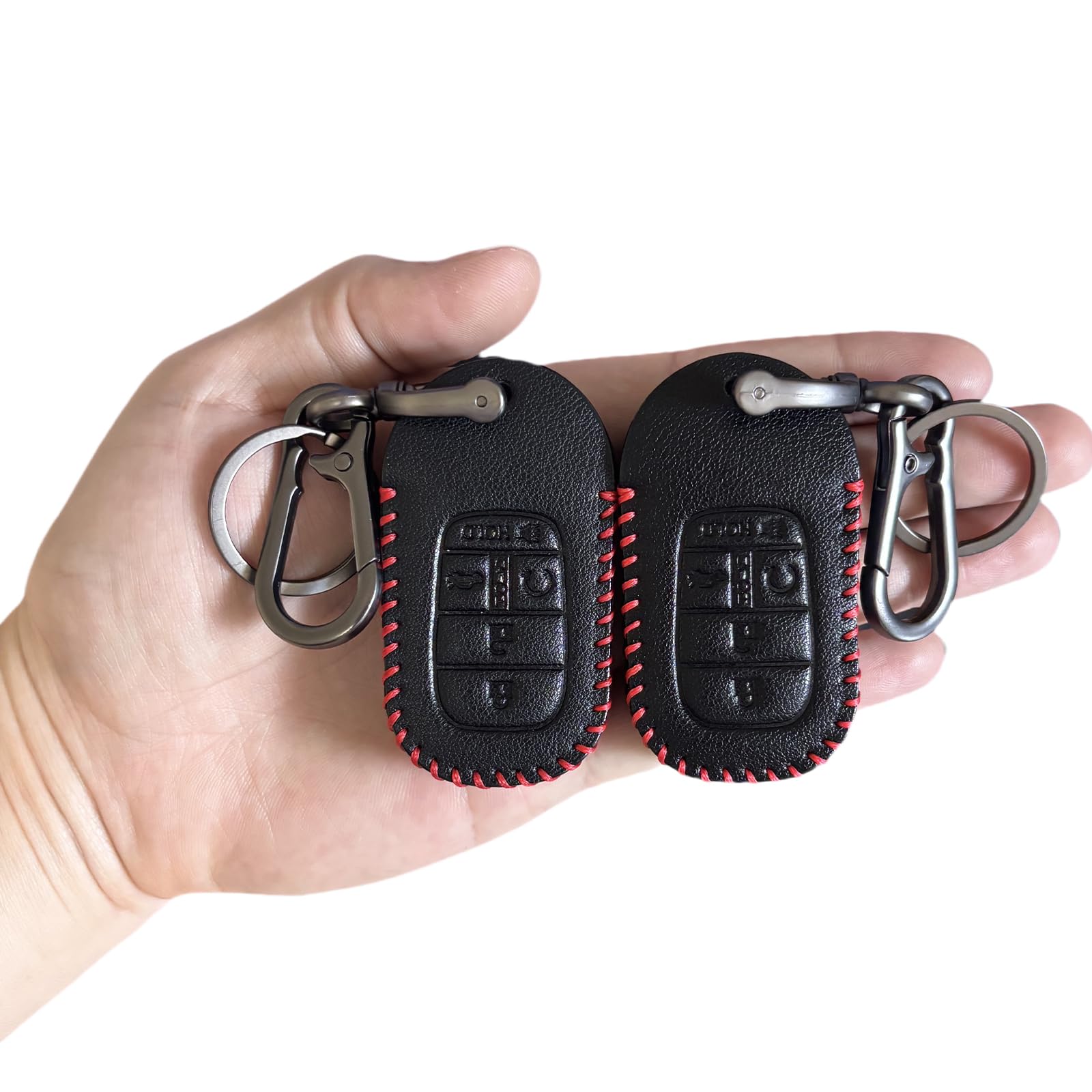 Photo 1 of COREION Key fob protective cover suitable for Honda 2022-2025 with Accord Civic HR-V CR-V Pilot Smart Remote Key (Black leather red line 2 pcs)