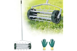 MAHOOMMAKH Lawn Aerator- Rolling Lawn Aerator, 18-Inch Aerator Lawn Tool- Heavy Duty Rolling Lawn Aerator for Garden, Yard, Lawn Aeration