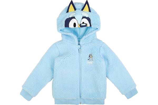 Bluey sweatshirt Modern Bluey Cozy Sherpa Zip Up Cosplay Hoodie Toddler to Big Kid Sizes (2T - 10-12) boys
