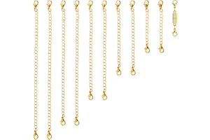 10pcs Necklace Extender Chains, 5 Sizes Bracelet Extender with Double Magnetic Lobster Clasp, Extension Chains Bracelet Jewel