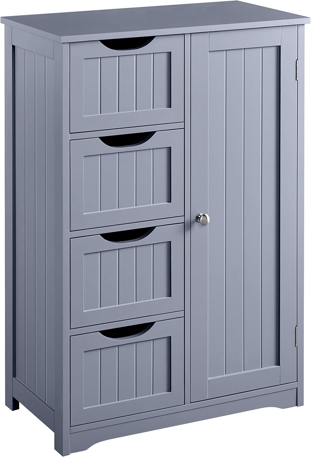 Yaheetech Bathroom Floor Cabinet Grey with 4 Drawers 1 Door Adjustable Shelf
