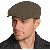 Connectyle Men's Classic Newsboy Cap Cotton Flat Ivy Irish Cap Fitted Gatsby Driving Cabbie Hat Flat Winter Golf Hats