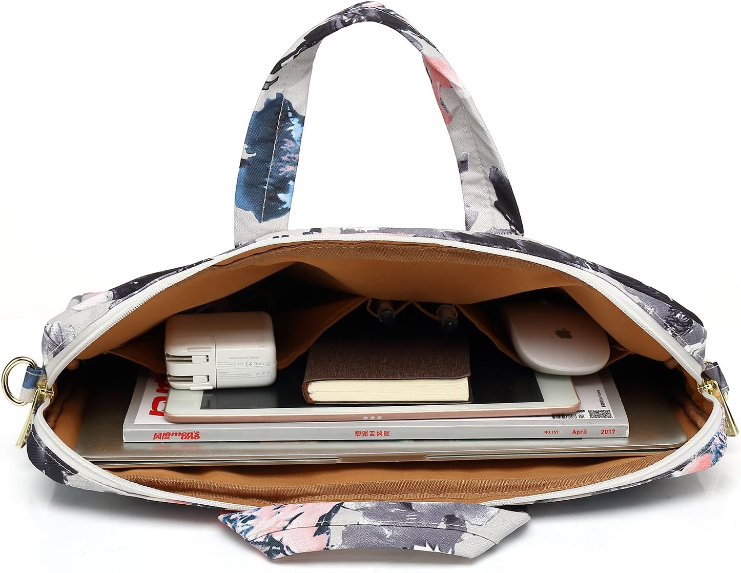 DACHEE Grey Rose Pattern 15 inch Waterproof Laptop Shoulder Messenger Bag for 14 Inch to15.6 inch Laptop and Macbook Pro 15 laptop Case: Computers & Accessories