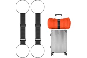 BILIONE Add a Bag Luggage Straps 2 Pack, Adjustable Bungee Elastic Belt to Connect Two Suitcases, Secure Carry On & Travel Essentials (Black)