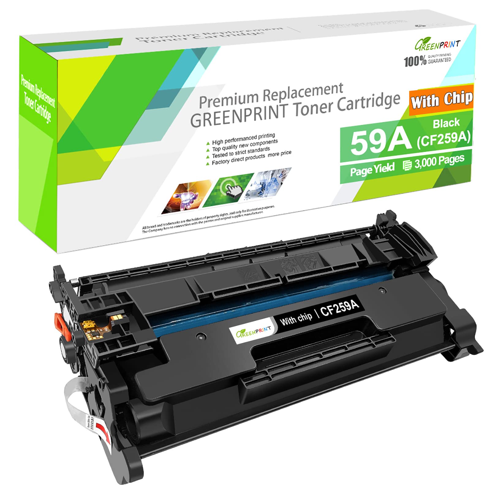 GREENPRINT 【with CHIP】 Compatible Toner Cartridge 59A CF259A Standard Capacity 3000 pages for M304a M404dw M404dn M404n M428dw M428fdw M428fdn M428m M406dn M430f M304 M404 M428 M406 M430 Printers