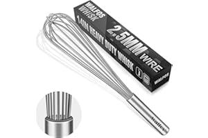 Walfos Whisk,14in Heavy Duty Stainless Steel Large Whisk,Sturdy Metal Wire Whisk for Cooking,Blending,Great for Stirring and 