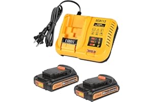 Upgraded 3.0Ah Replacement for Dewalt Battery 20V 2Pack and Charger DCB112 Compatible with DCB102 DCB104 DCB118 DCB115 DCB206