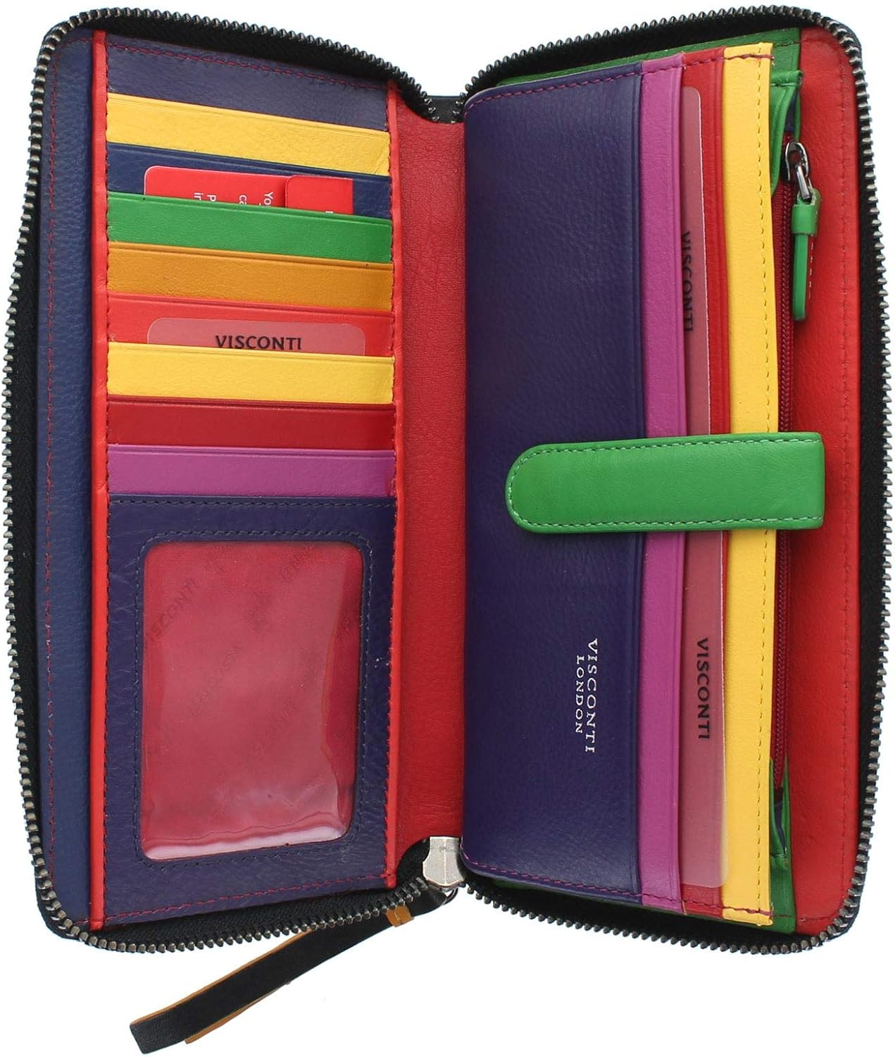 VISCONTI Love Collection Passion Leather Zip Around Purse RFID LV5 Black - Image 4