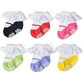 EPEIUS Unisex Baby Girls Boys Non-Slip Socks (Set of 6) | Cute baby shoe look socks with grippers. Soft cotton stay on Booties for 0-6m 6-12m 1-2T 3-5T newborn infant toddlers