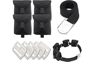 MOPHOEXII Scuba weight belt with 4 pockets, quick release buckle diving pocket weight belt with 5pcs weight keepers,weight pouch belt fit for waist 32" to 52"