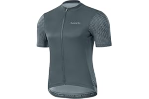 Santic Men's Cycling Jersey Short Sleeve Tops Pro Road Bike Shirt Full Zipper UPF 50+ MTB Jersey with Pockets