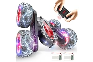 GAGACO Toys for Ages 3 4 5 6 7 8: Remote Control Car for Boys, 360° Flip RC Cars 4WD Off-Road RC Stunt Cars with Cool Light, 2.4Ghz Rechargeable Toy Car for Kids Birthday Xmas Gift, Black