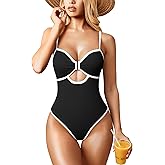 OQQ Women’s One Piece Swimsuit Cutout Push Up Tummy Control Bathing Suit with Adjustable Straps