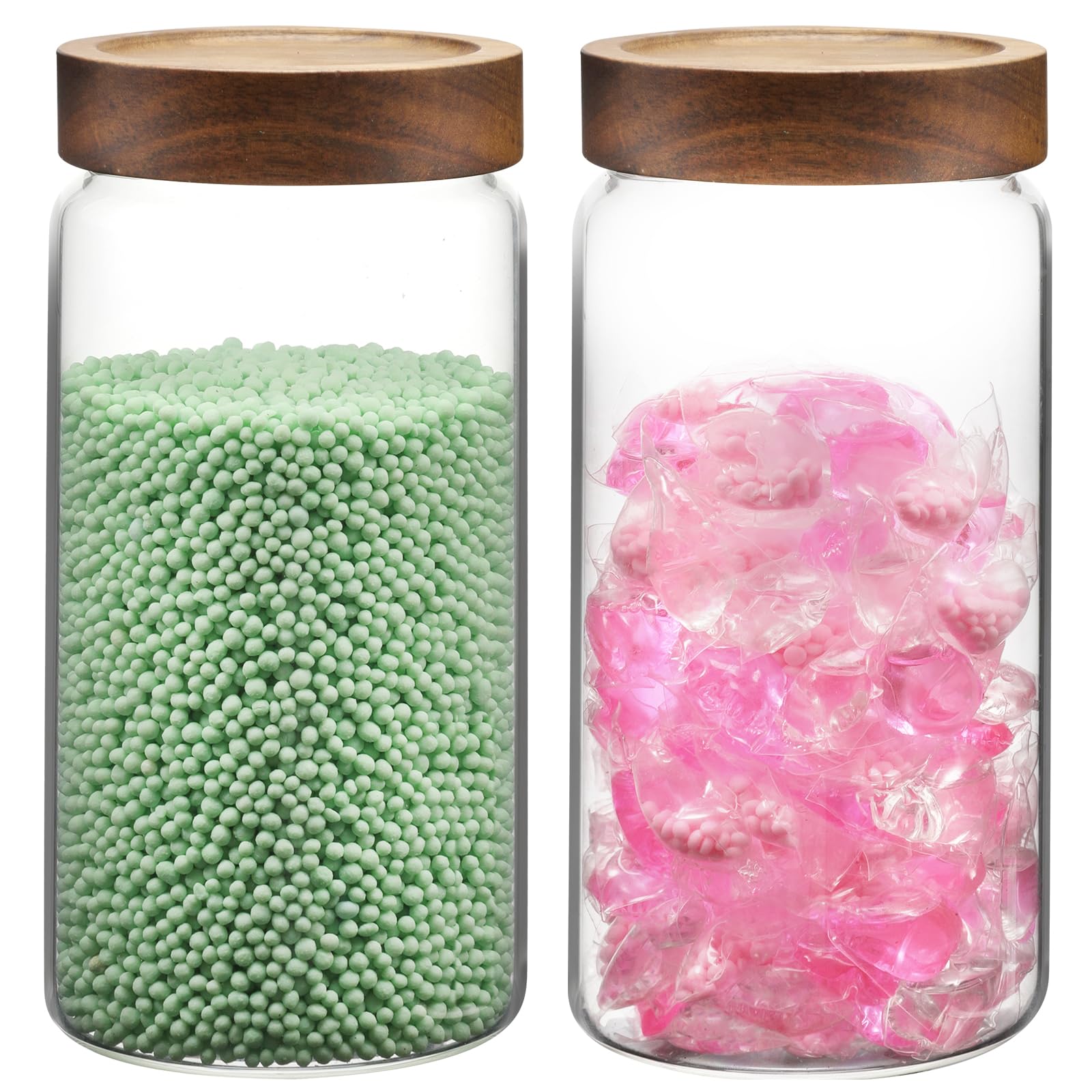 Foyofly Glass Jars with Lid Spice Jars With Screw Wooden Lids Airtight Kitchen Storage Jar Canister for Sea Salt Paprika Herbs Cinnamon Coffee Seasoning Fermenting Pickling