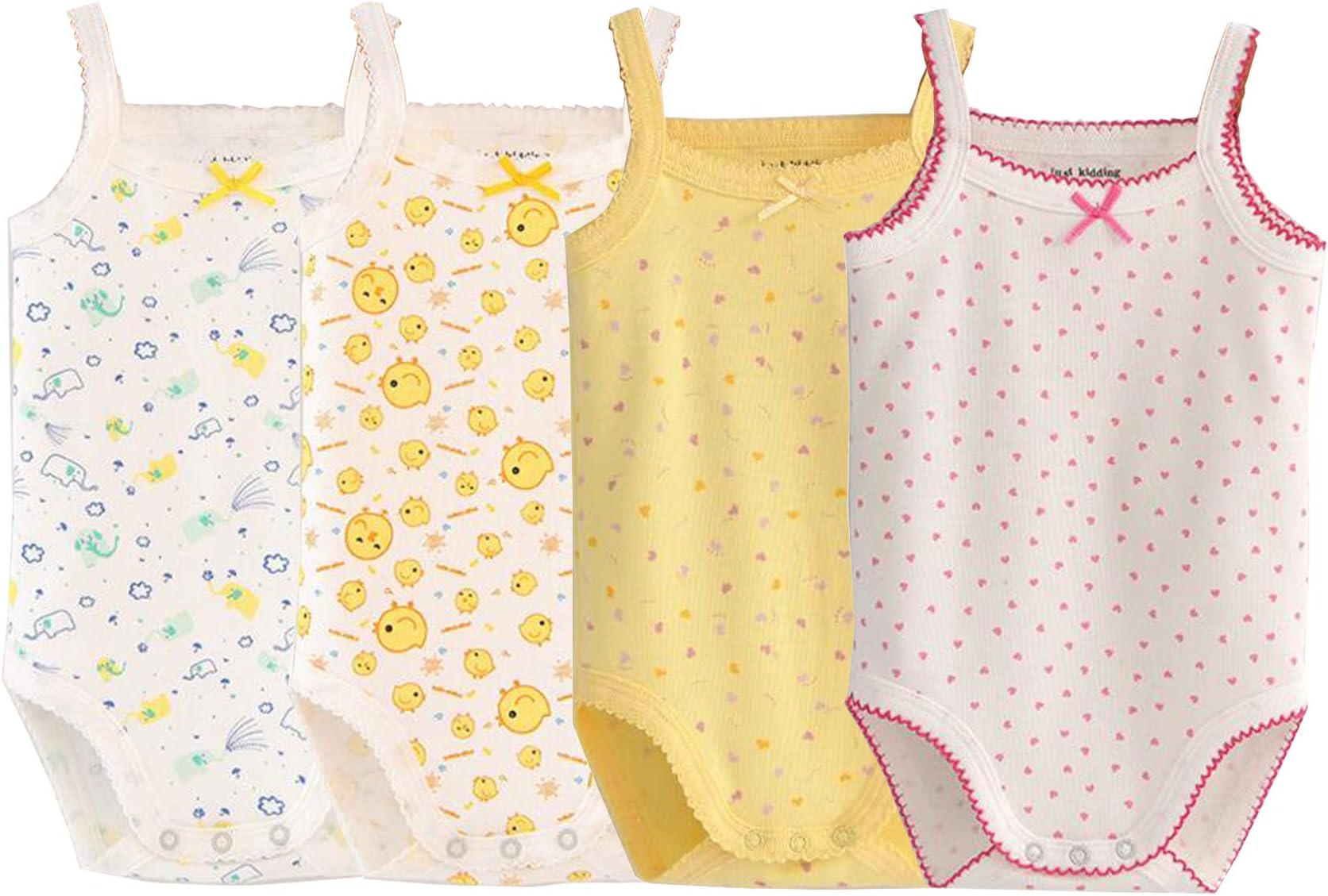 Unisex-Baby Sleeveless Onsies Tank Top Cotton Baby Bodysuit 4-Pack Cardigan Onsies Infants