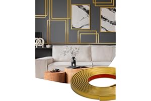Orgthin 9.8 ft Peel and Stick Vinyl Molding Trim, Waterproof Molding Trim for Walls, Edges, Borders, Window Frames, Backsplash Tiles, Flexible and Self Adhesive Trim Matte Gold