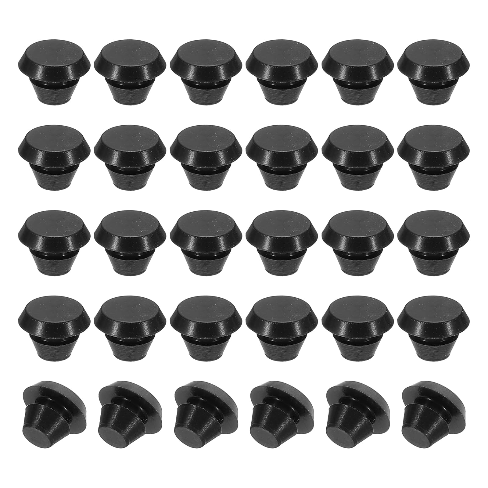 PATIKIL 5mm Diameter Silicone Round Snap, 30 Pcs in Type Locking Furniture Hole Plug Button Protective Cover Cap Head Fit for 2.5-5mm Hole for Seal Bulkhead Cylinder Hole, Black