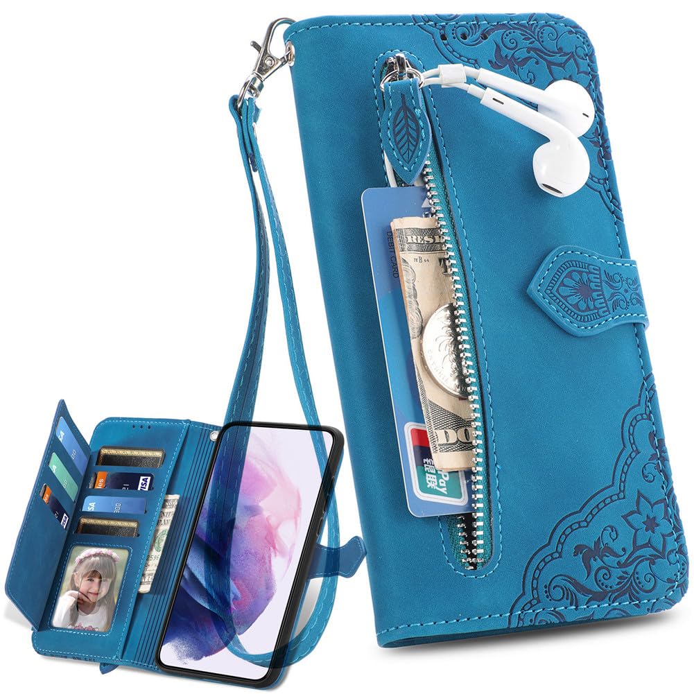 BAILI Case for Motorola Moto G54 5G Case, Zipper Pocket PU Leather Phone Case, Magnetic Cover Wallet Case Compatible with Motorola Moto G54 5G-04