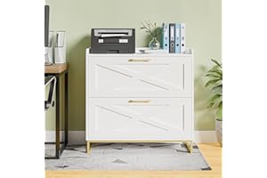 BEFRASES 2 Drawer Lateral File Cabinet, Filing Cabinet with Charging Station for Letter/Legal/A4 Size Hanging Files, Modern Farmhouse File Storage Cabinet for Home Office, Printer Stand with Storage, White
