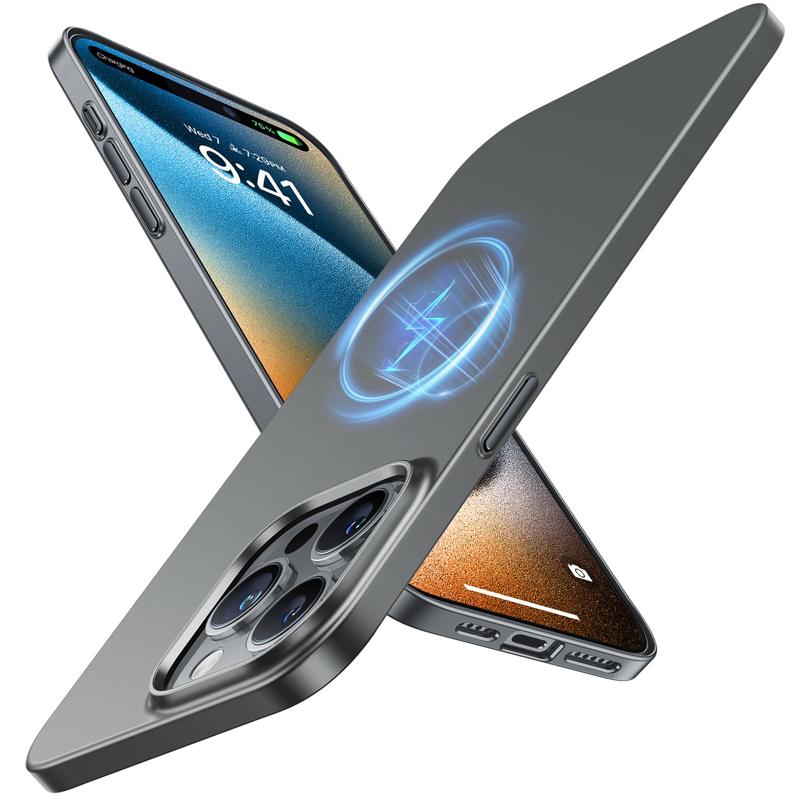 TORRAS Ultra Thin for iPhone 15 Pro Case with MagSafe, 19N Magnetic Force, Velvety Touch & Elegant Look, Extreme Protection Slim Case for iPhone 15 Pro Phone Cover, Gray — image 1