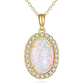 KQF Opal Necklace 14k Solid Gold Cubic Zirconia Necklace Pendant Minimalist Party Jewelry Fashion Gifts For Women