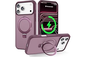 CHAOFEnG Magnetic Compatible with iPhone 17 Pro Case with Stand [Military Grade Drop Tested][Compatible with Magnet] Ring Translucent Slim Hard Back Soft Edge, Wine Red