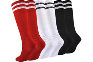 hakugoo Kids Soccer Socks Boys Football Socks Youth Baseball Socks Girls Stripes Knee High Socks 6 Pairs
