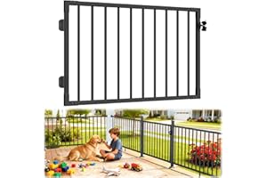 Guwezoy W.4ft x H.36in Outdoor Aluminum Deck Gate Kit, Cuttable Porch Gate with Latch and Auto-Close Hinge, AAMA 2604–Grade Texture Black Finish for Deck Railing, Patio, Porch, Garden & Yard