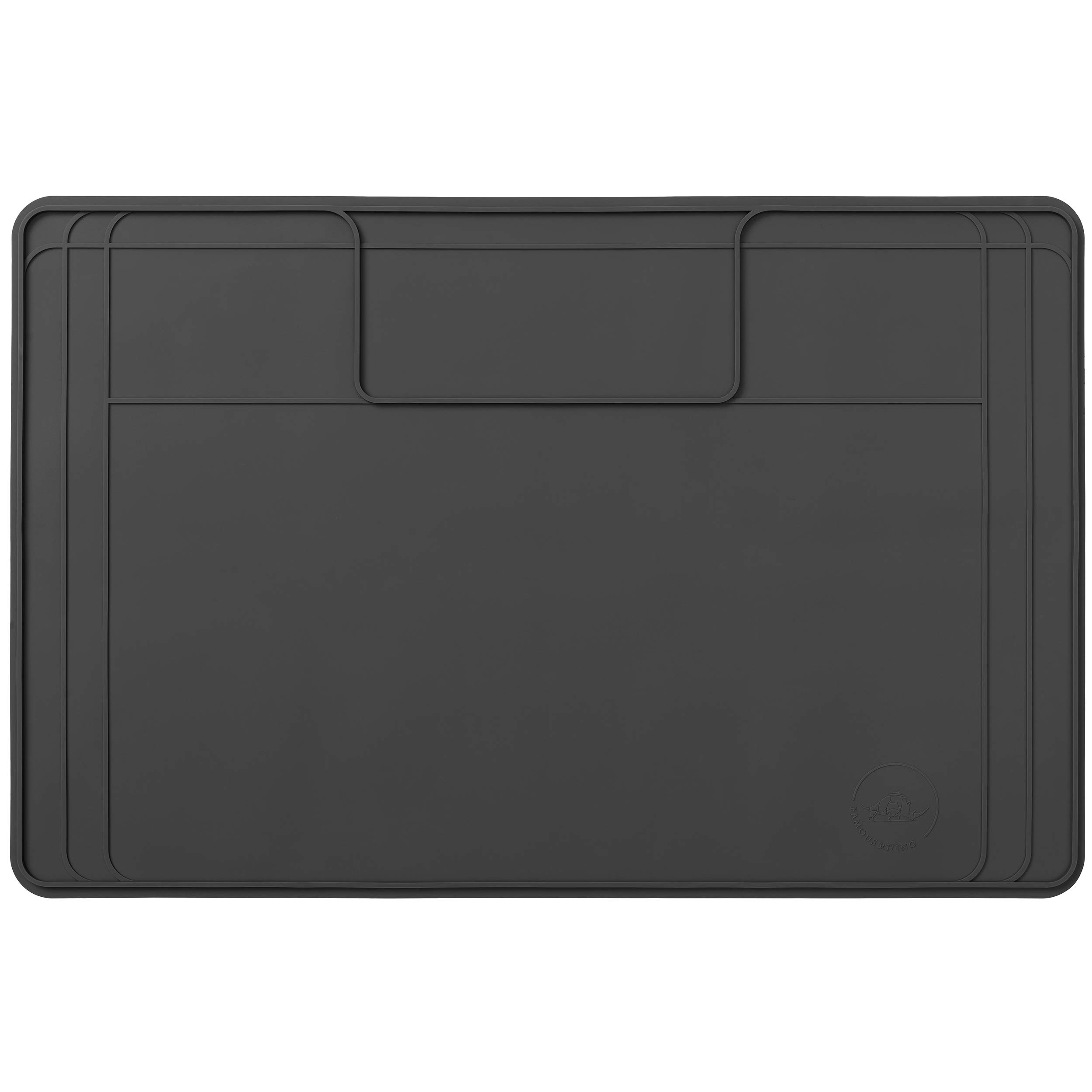 The Original Under Sink Mat - Silicone Waterproof mat, Trimmable, Easy to Clean, Kitchen cabinet liner, Under sink protector mats, Drip Tray with Lip (Dark Gray, 31" x 22") Image