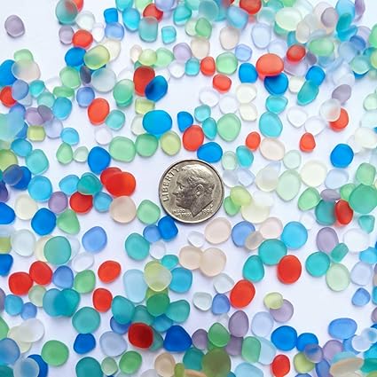 20 Pieces Flat Slice Of Sea Glass Beadsbeach Glass Beads For Jewelry Making Multicolored Mix Not Drilled Tiny5 8mm On Length
