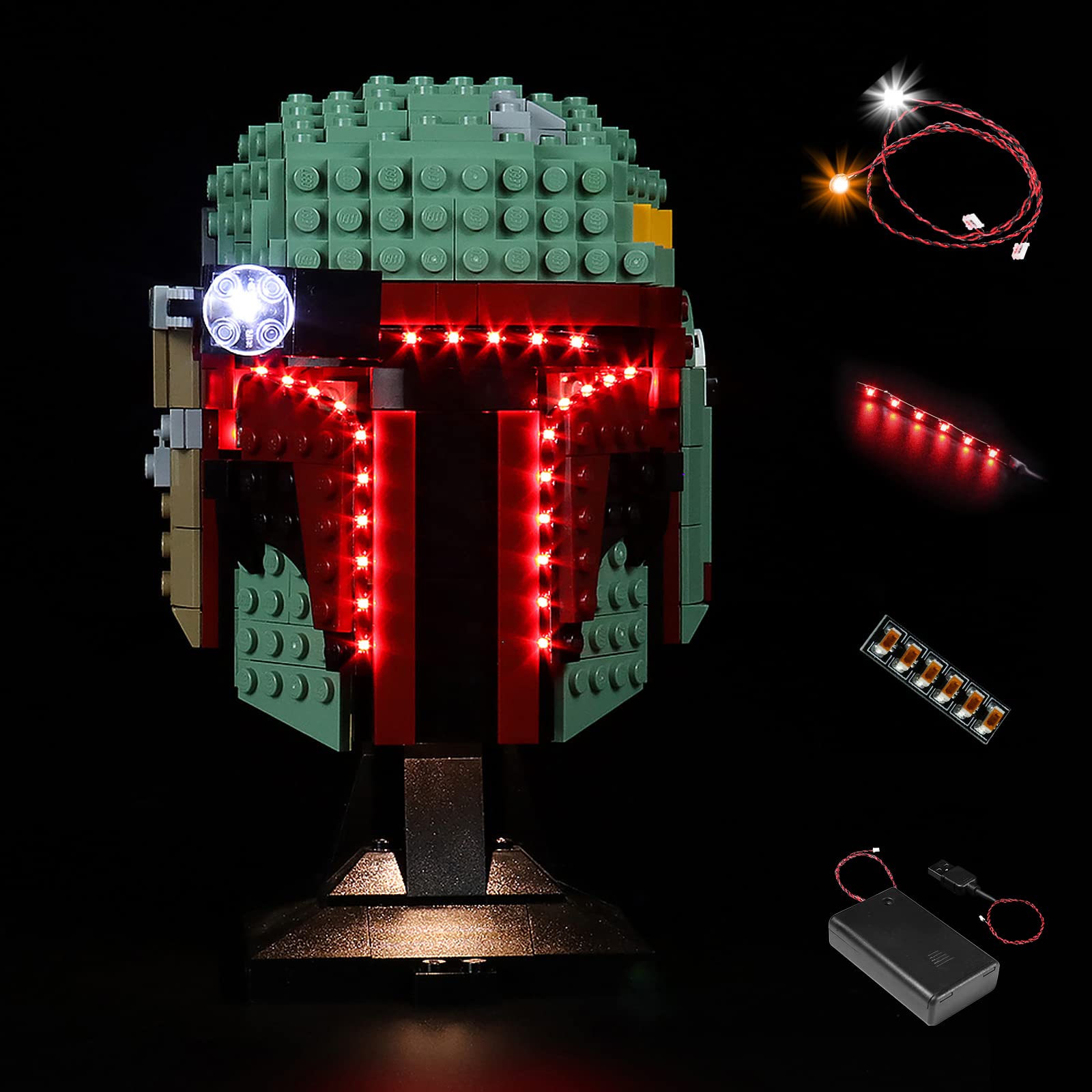 LED Lighting for Lego 75277 Boba Fett Helmet Collection Kit (No Lego Model Included, Lighting Only), BrickBling DIY Lighting Kit for Boba Fett 75277