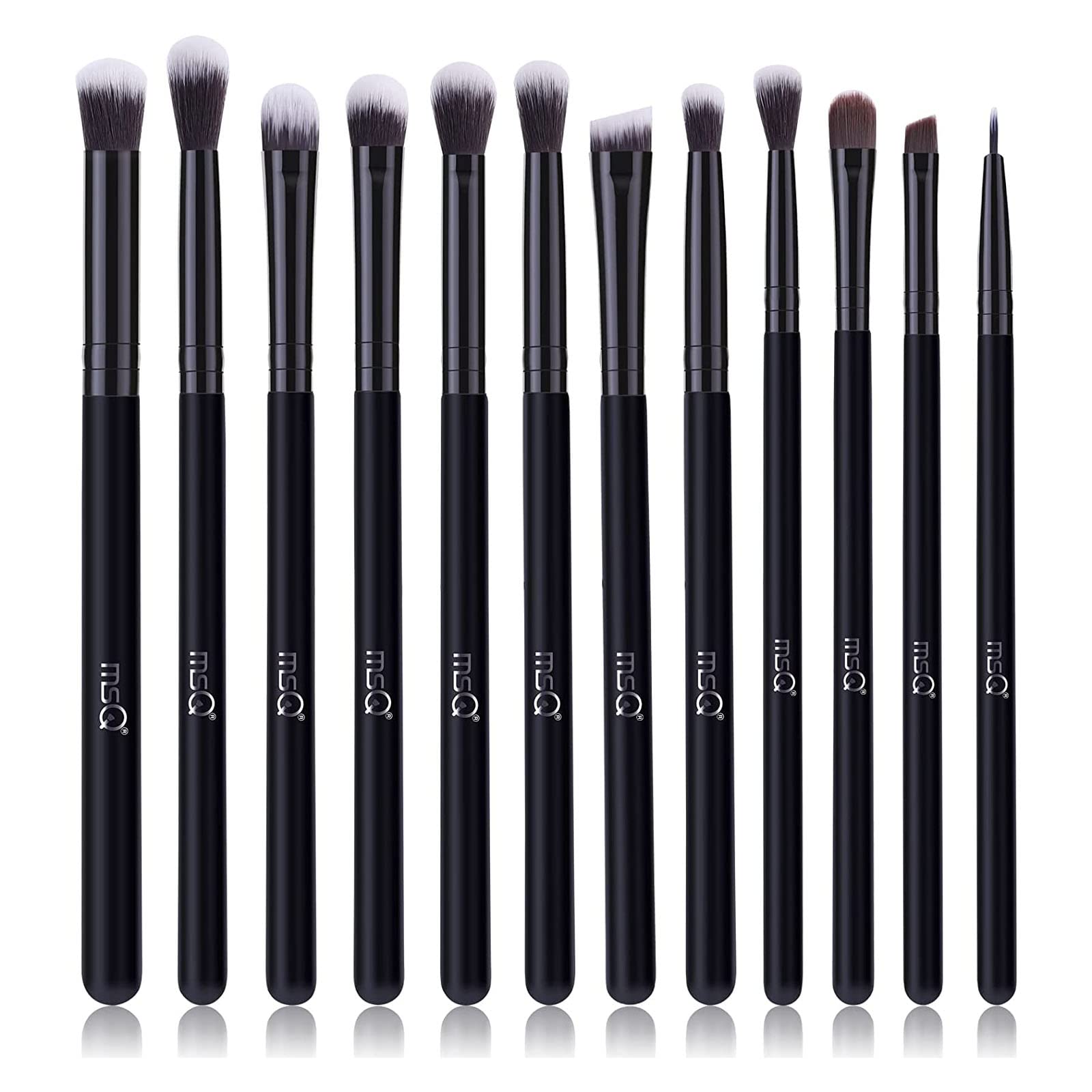 Photo 1 of MSQ Eye Makeup Brushes 12pcs Eyeshadow Makeup Brushes Set with Soft Synthetic Hairs & Real Wood Handle for Eyeshadow, Eyebrow, Eyeliner, Blending(Black without bag)