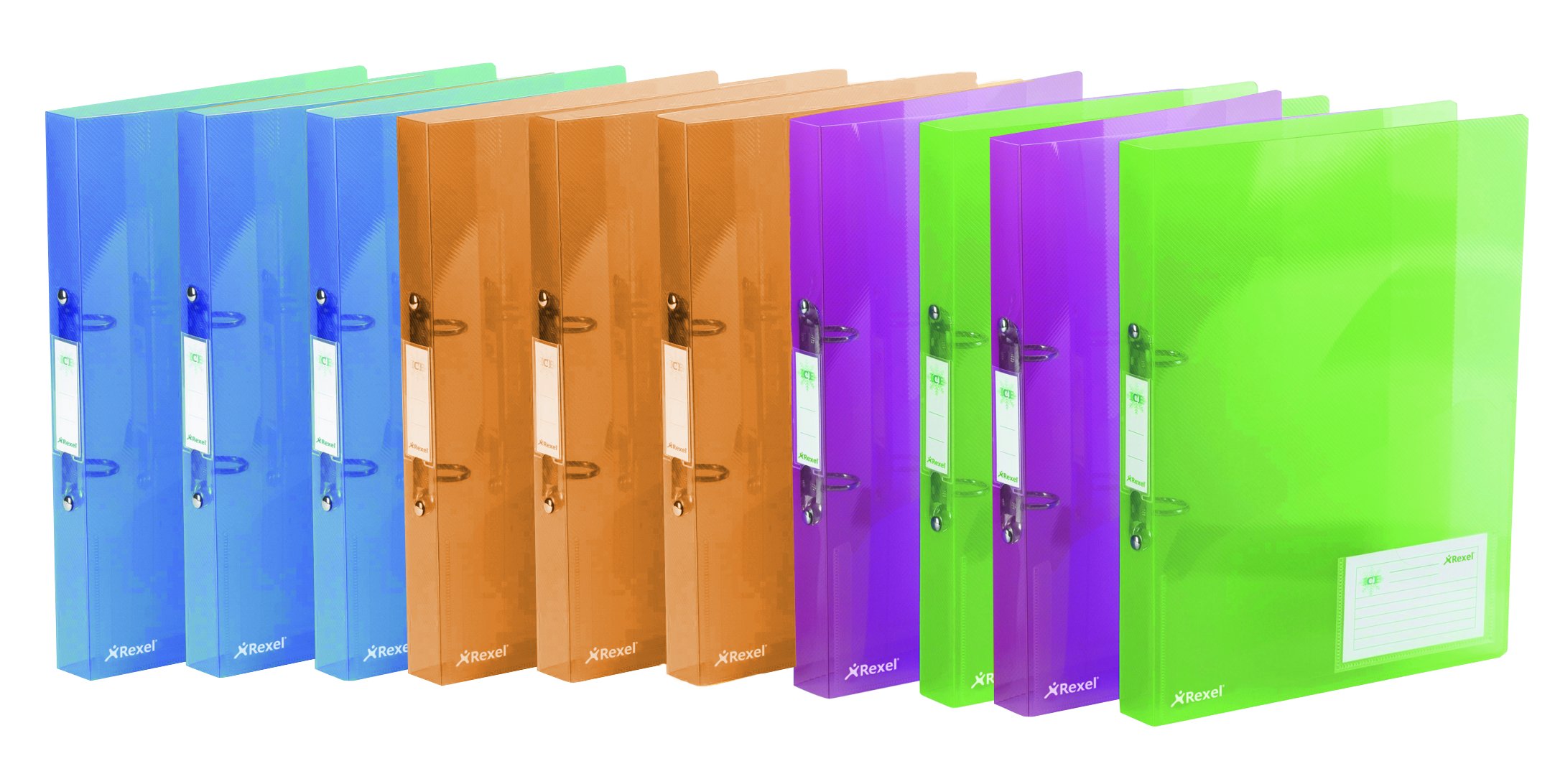 Rexel Ice A4 Ring Binder - Assorted Colour (Pack of 10)