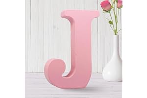AOCEAN 6 Inch Pink Wood Letters Unfinished Wooden Letters for Wall MAGA Decorative Standing Letters Slices Sign Board for Crafts Christmas Decoration Home Party Projects (J)