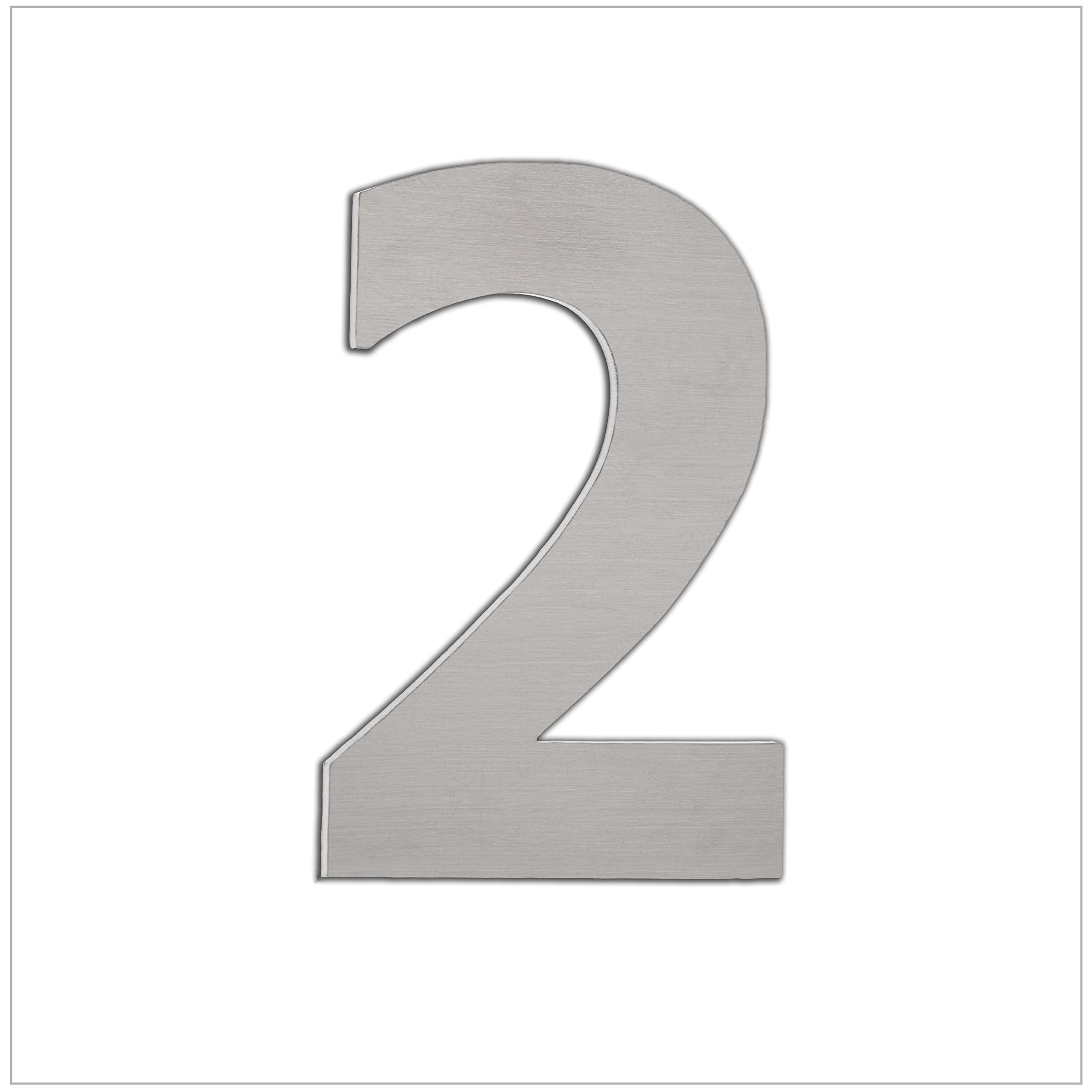 EVI Herrajes | House Number | 8cm Adhesive Stainless Steel Door Numbers | Waterproof | "2" Digit