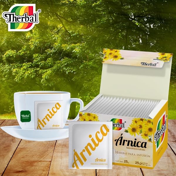 THERBAL ÁRNICA HERBAL TEA – 25 TEA BAGS – 100% NATURAL INFUSION – CAFFEINE-FREE – HETEROTHECA INULOIDES – AROMATIC HERBAL BLEND
