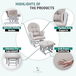 Naomi Home Glider and Ottoman Set Light Gray/Light