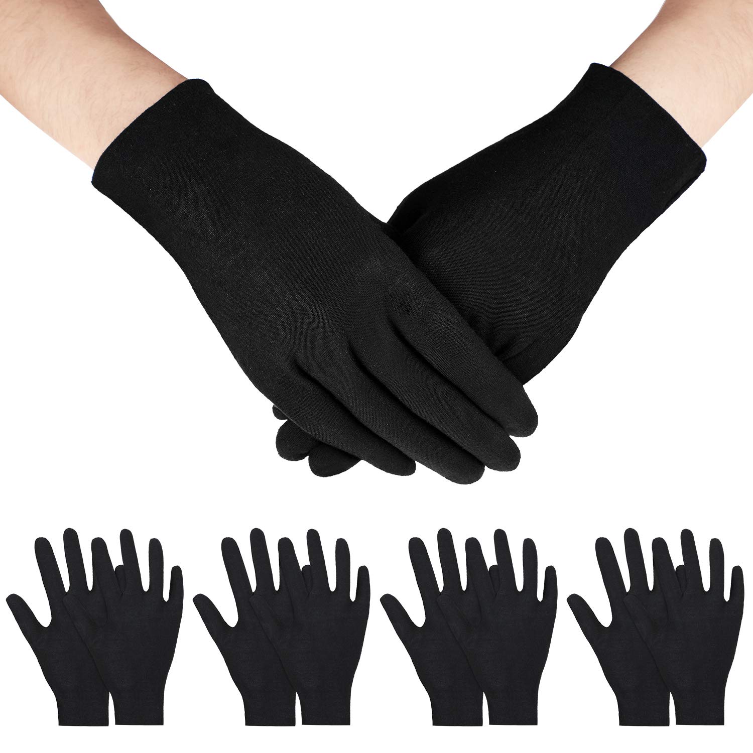 SATINIOR 24 works Halloween Costume Gloves Black Working Gloves Lightweight Soft Protective Cotton Gloves Stretchable Lining Glove for Painting Weeding