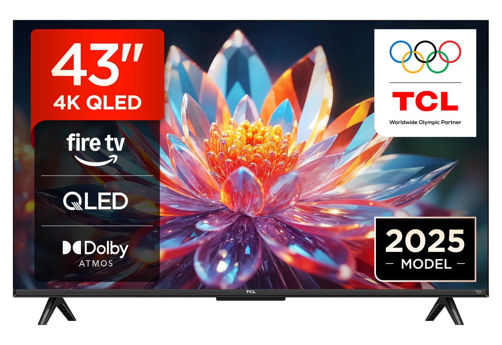TCL 43T6C 43 Zoll QLED Fernseher, 4K UHD Fire TV, HDR10+, Dolby Vision & Atmos, Smart TV mit Sprachsteuerung mit Alexa, Google Cast & AirPlay 2